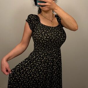 Soft black floral UO dress